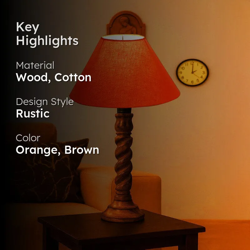 Elvane Kyra Wooden Table Lamp - Orange media 2