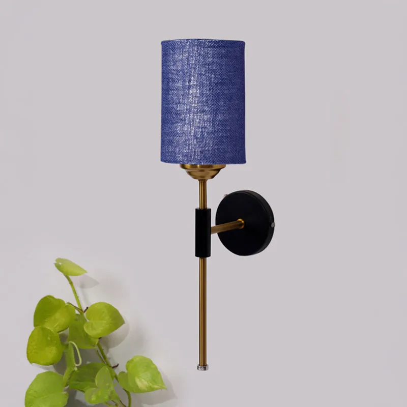 Beryll Cylindrical Jute Wall Lamp - Blue media 3
