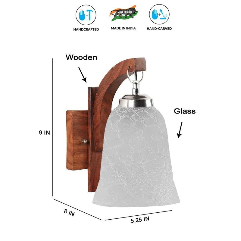 Crystal Bloom Rustic Wooden Glass Wall Lamp media 8