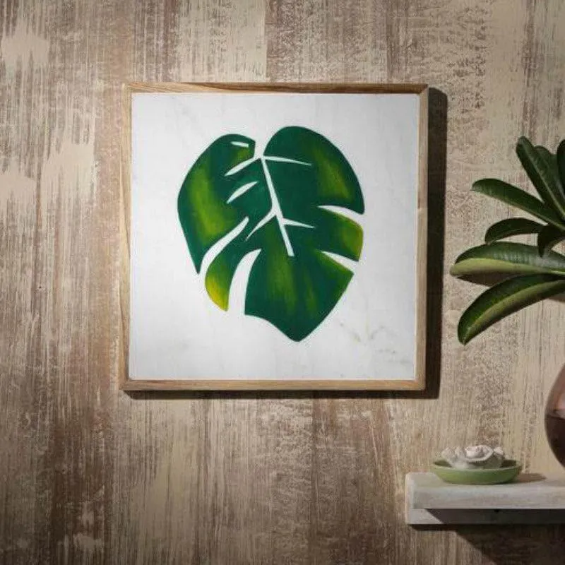 Leafy Art Hand Painted Marble Wall Accent media 1