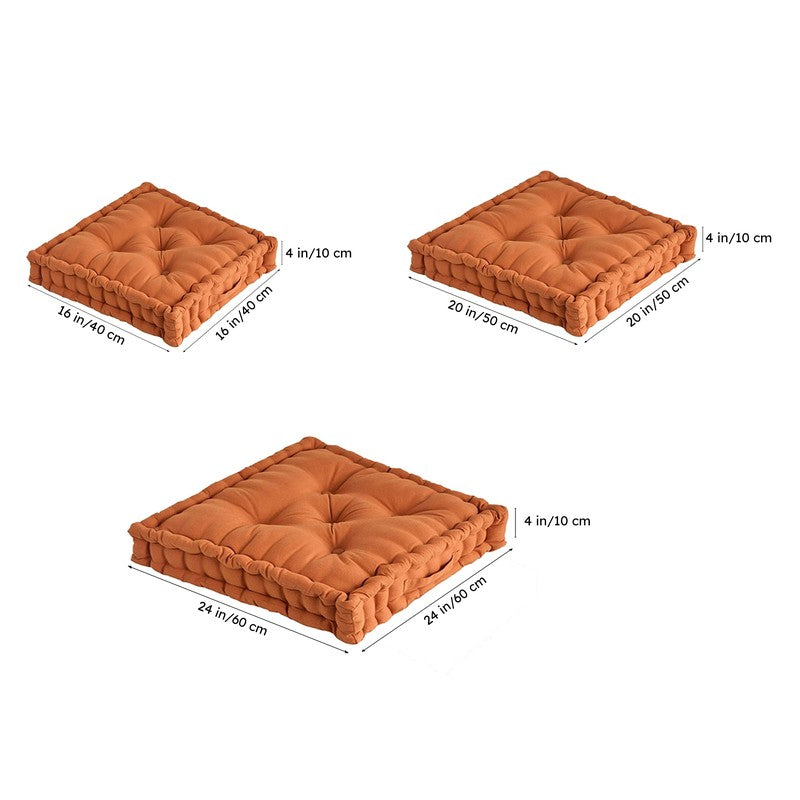 Fluffscape Solid Cotton Floor Cushion - Brown media 9