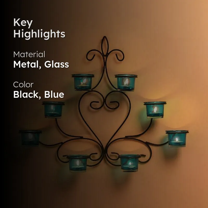 Floral Candle Holder - Teal media 2
