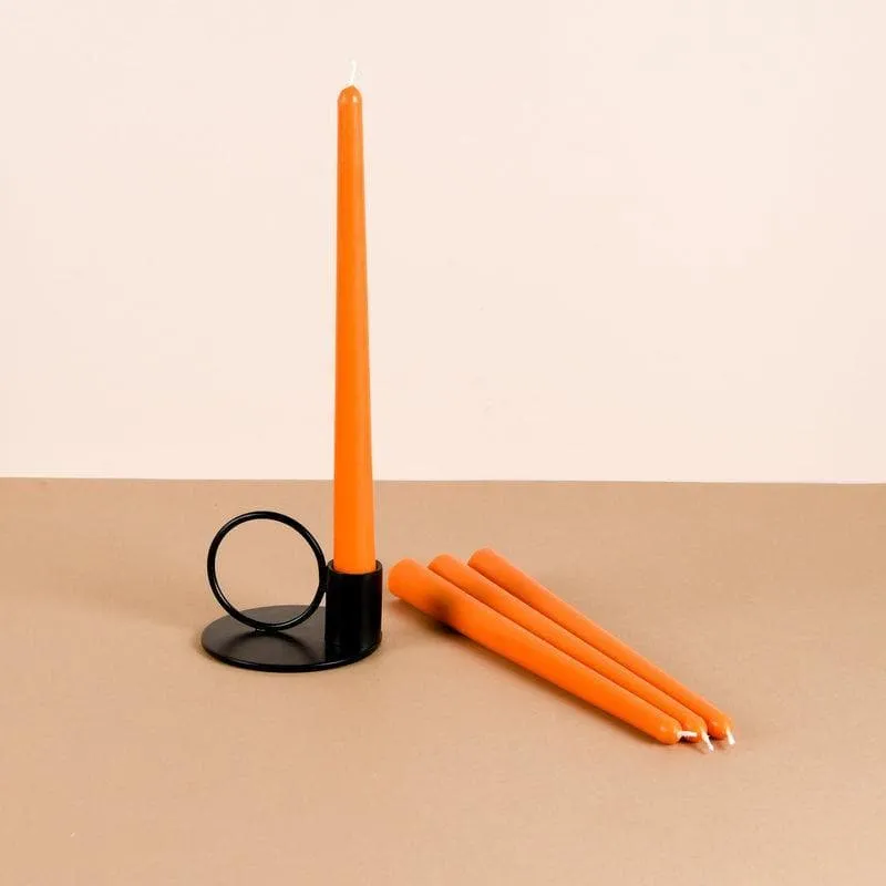 Set of 4 Sunset Orange Tapered Candles - Vanilla Sunshine Scented media 1