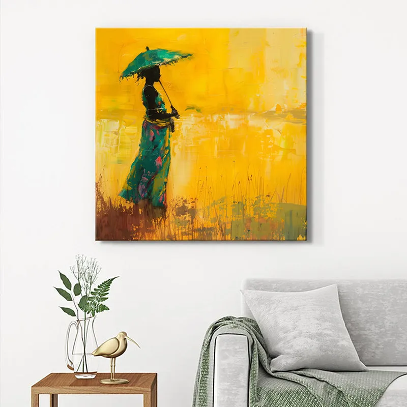 Lady With Umbrella Poly Canvas Wall Painting media 1