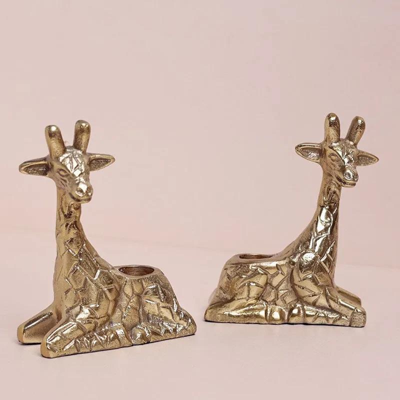 Longneck Glow Brass Candle Holder - Set Of Two media 4