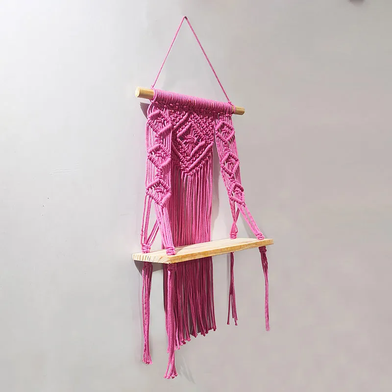 Knotix Macrame Wall Shelf - Pink media 4