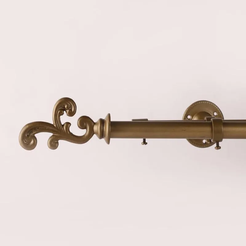 Andalus Duo Extendable 1" Double Curtain Rod With Abstract Finial & Brackets (Gold) media 3