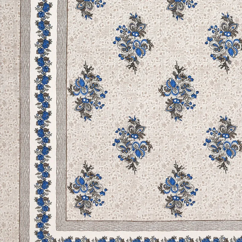 Ahana Floral Printed Cotton Bedsheet (Blue) - 144 TC media 5