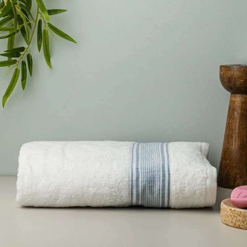 Micro Cotton LuxeDry Comfort Bath Towel - White & Blue media 3