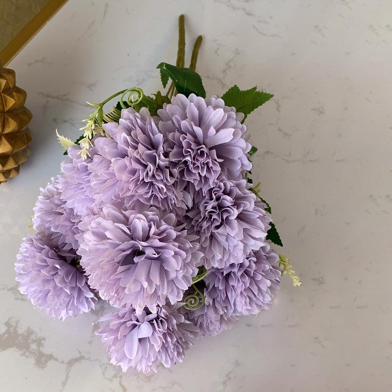Hortensia Chrysanthemum Silk Floral Stick - Purple media 7