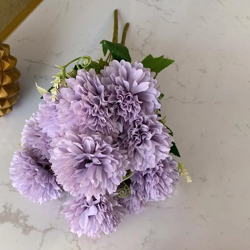 Hortensia Chrysanthemum Silk Floral Stick - Purple media 7