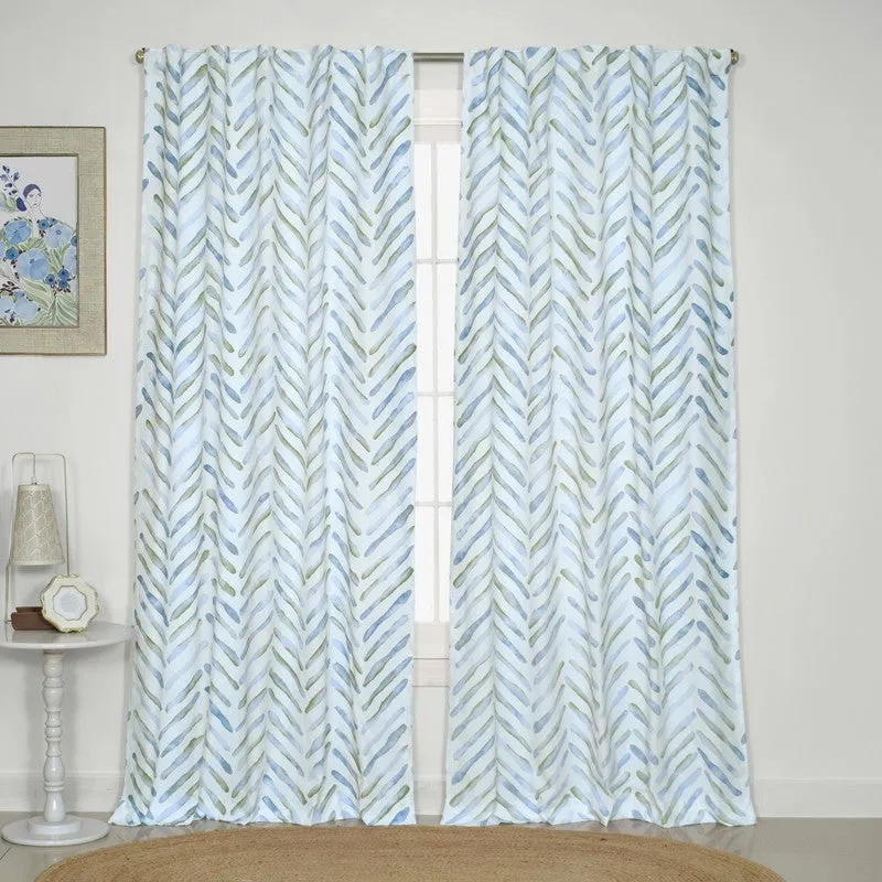 Tranquebar Home Artistic Flow Cotton Curtains(Blue) - Set Of Two media 3