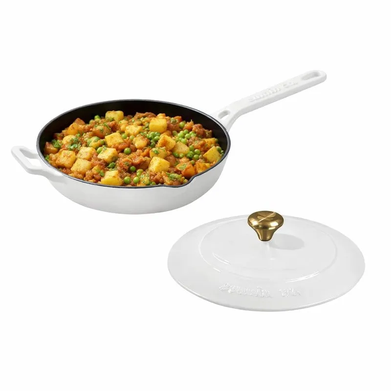 Cumin Co Enamel Cast Iron Frying Pan (1900 mL) - White media 4