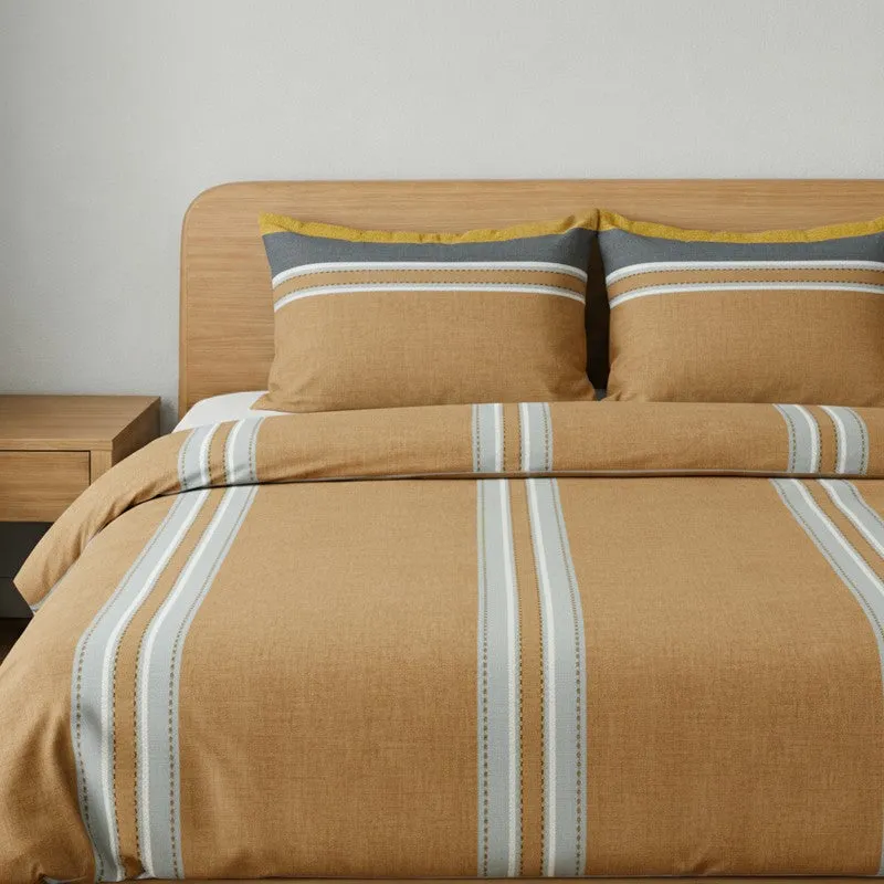 Kaya Striped Microfiber Bedsheet (Brown) - 125 GSM media 4