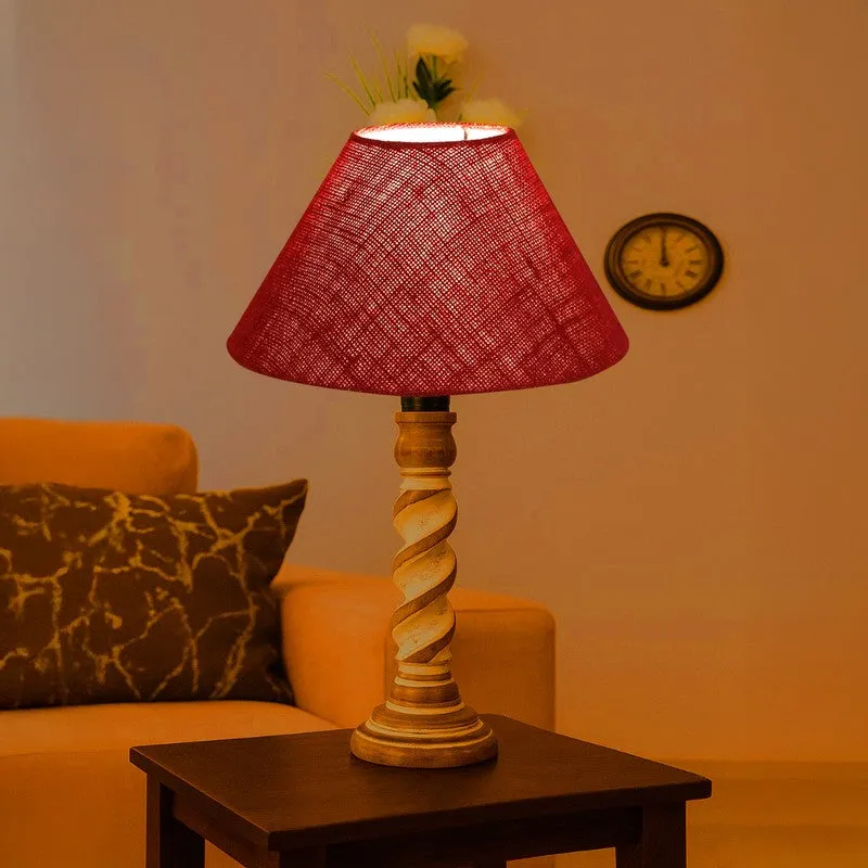 Modera Aven Wooden Table Lamp - Maroon media 1