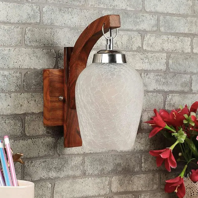 Taava Forma Mosaic Glass & Wooden Wall Lamp media 3