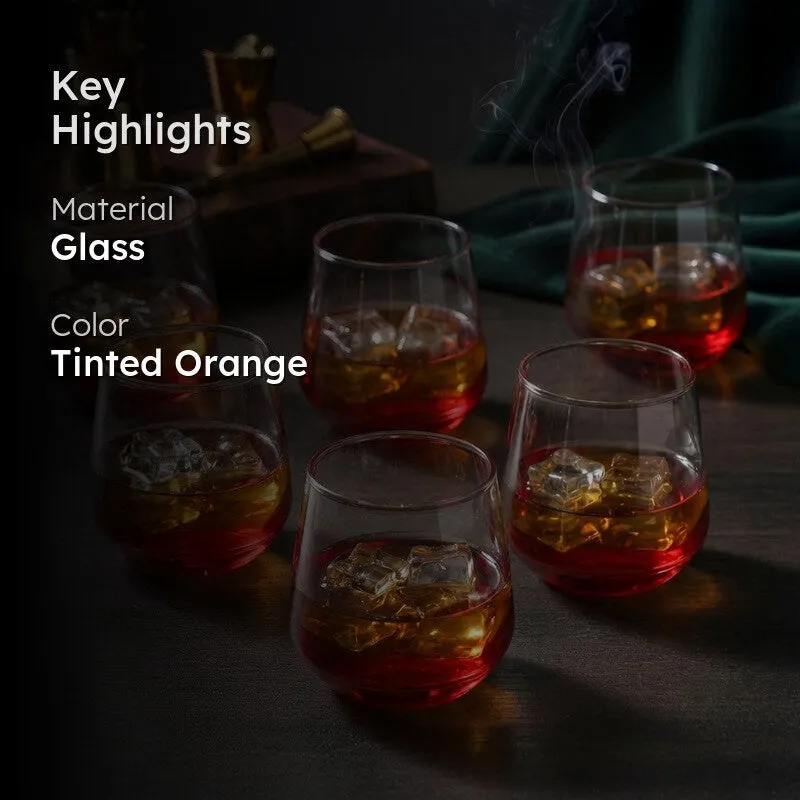 Orange Bohemia Crystal Ombre Red  Whiskey Glasses (400 mL) - Set of Six media 2