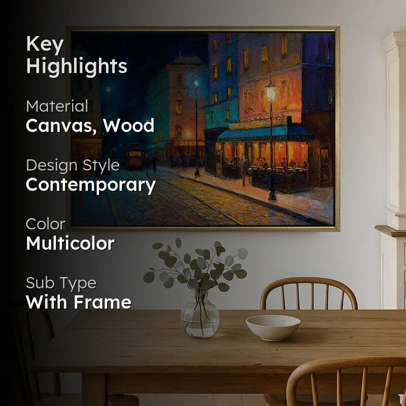 Moonlit Courtyard Canvas Wall Painting With Frame media 2