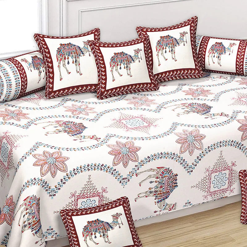 Ankaari Ethnic Cotton Diwan Set (Maroon) - Eight Piece Set media 3