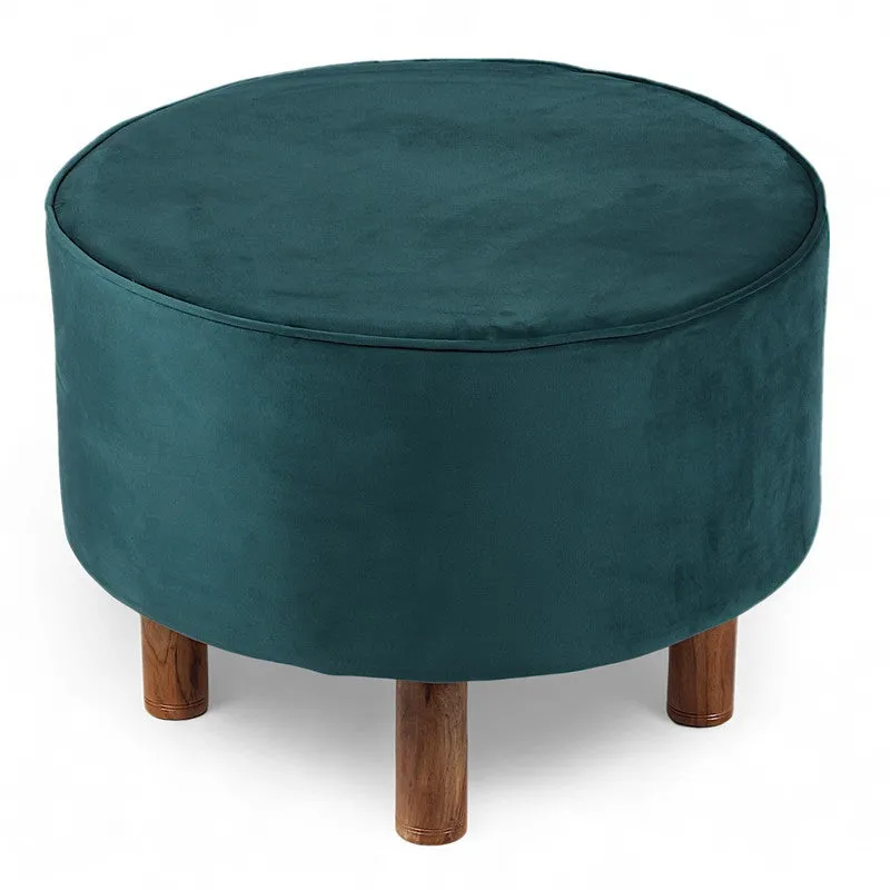 Irixon Sheesham Wooden Ottomans (Blue) - Set Of Two media 3