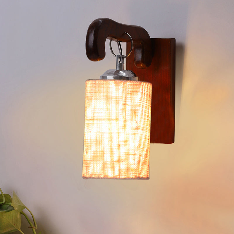 Klarion Glow Jute & Wooden Wall Lamp - Beige