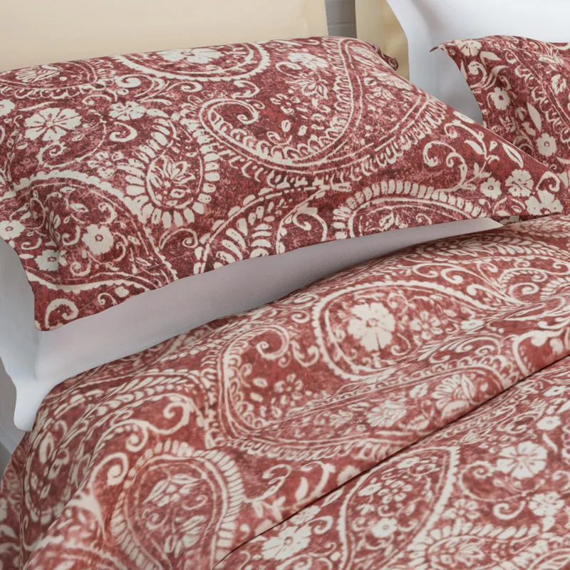 Paisley Nights Cotton Bedsheet (Red) - 144 TC media 5