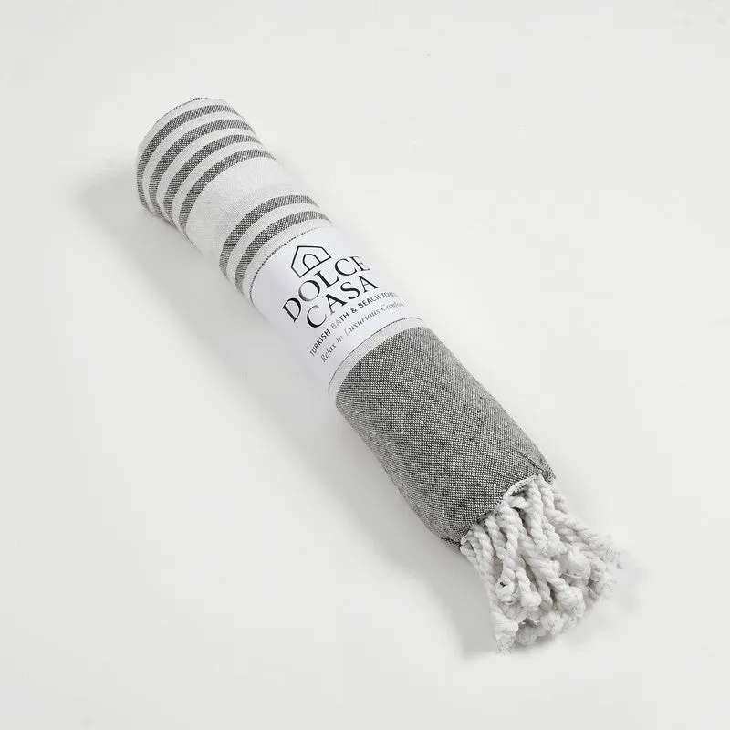 Loomera Striped Cotton Bath Towel - Grey & White media 4