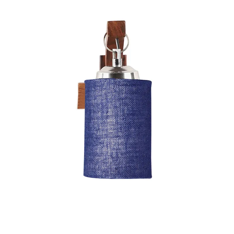 Forma Cylindrical Fabric & Wooden Wall Lamp - Blue media 4