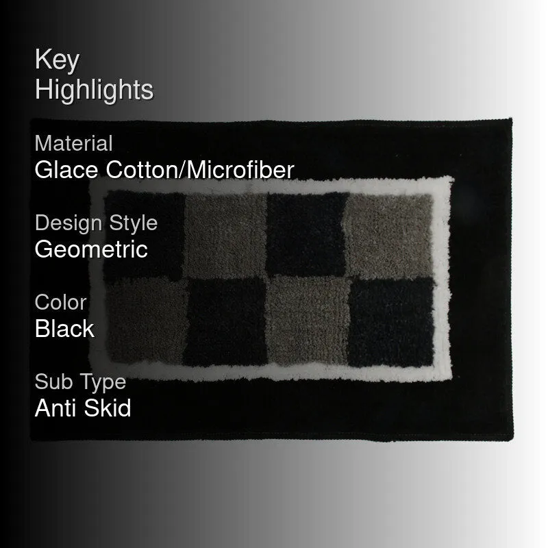 Zerix Cotton Bath Mat - Black & White media 2