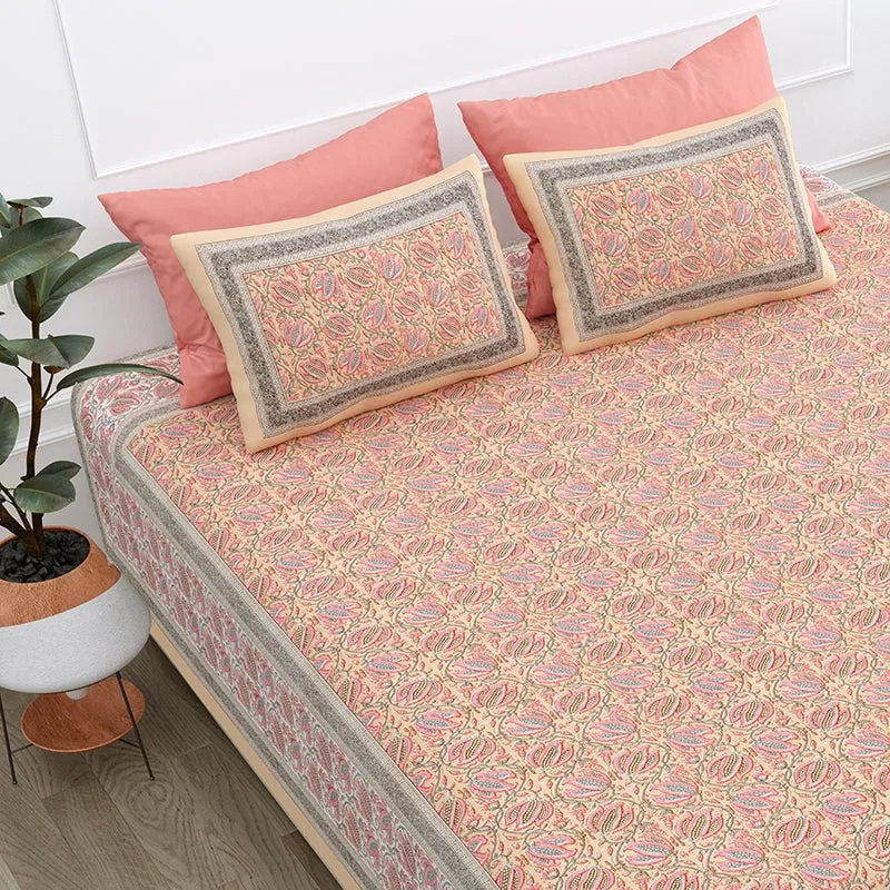 Sadhana Cotton Bedsheet (Peach) - 180 TC media 4