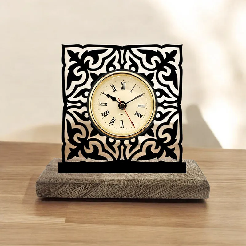 Mandala Square Analog Table Clock media 1
