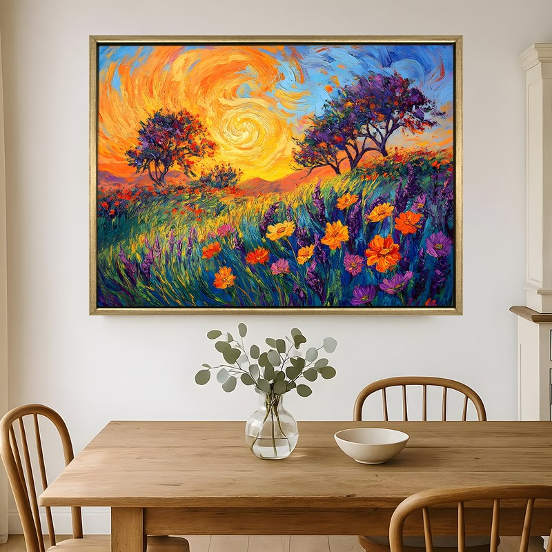 Twilight Blossoms Canvas Wall Painting With Frame