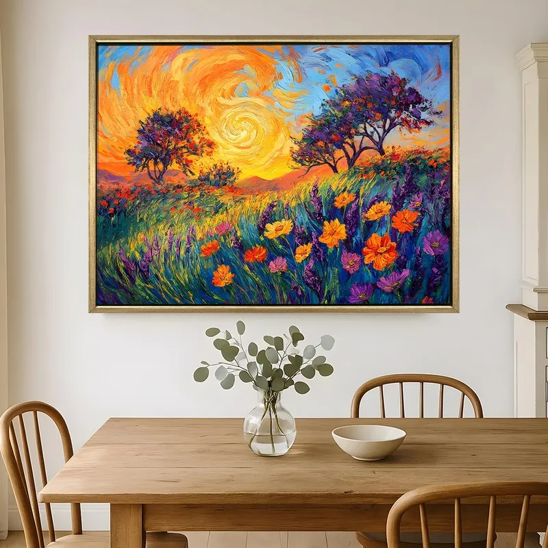 Twilight Blossoms Canvas Wall Painting With Frame media 1