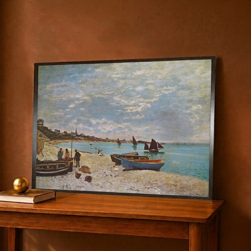 Beach At Sainte-Adresse Canvas Wall Painting - 22 x 18 Inches