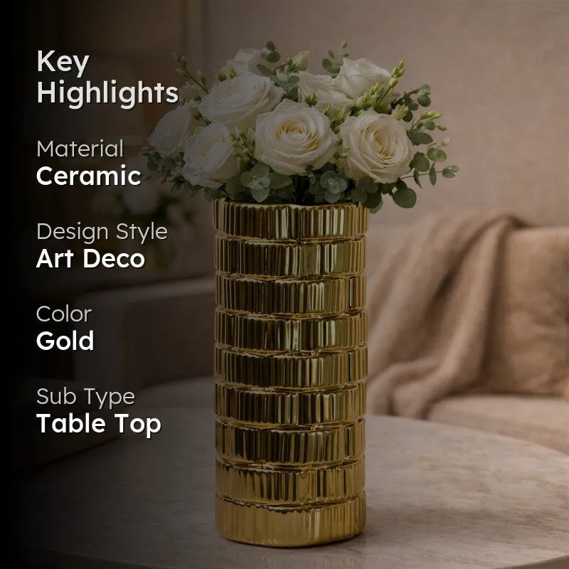Gildora Tall Ceramic Vase - Gold media 2