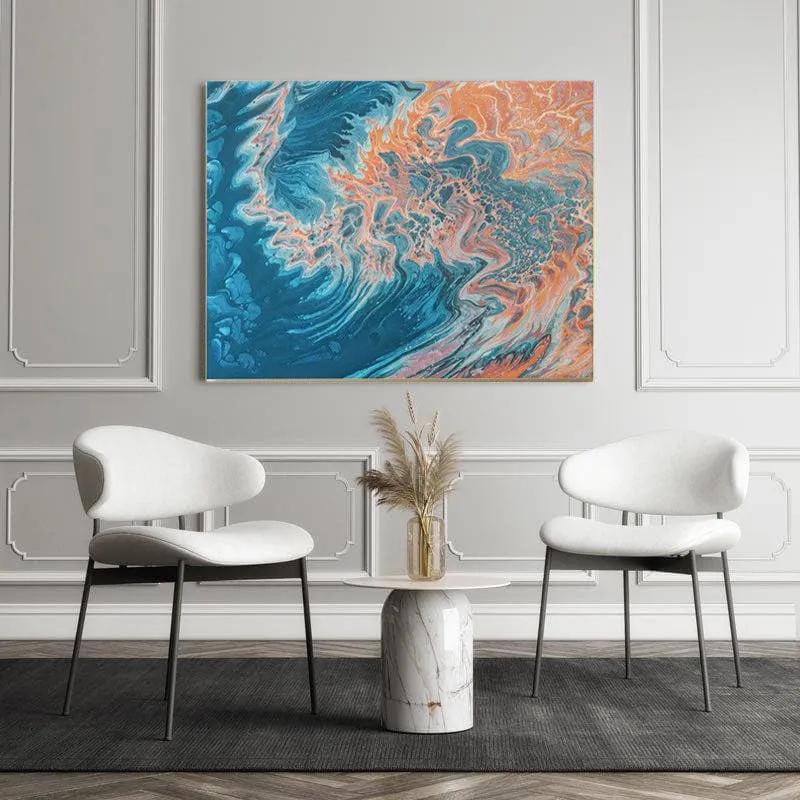 Deep Blue & Orange Canvas Wall Painting - Gallery Wrap media 5