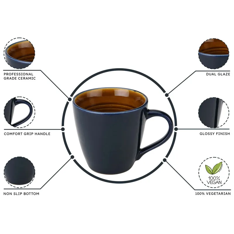 Karvaa Ceramic Coffee Mug (Royal Blue/350 mL Each) - Set Of Two media 5