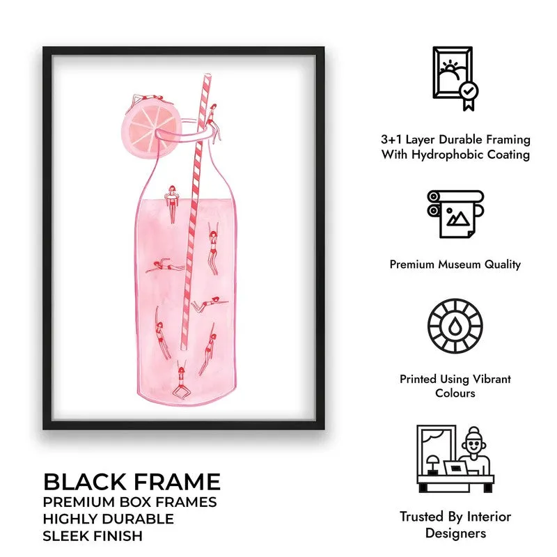 Summer Bloom Sip Archival Canvas Wall Art - Black media 9