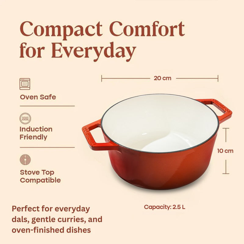 Cumin Co Enamel Cast Iron Cooking Pot (2500 mL) - Rust media 8