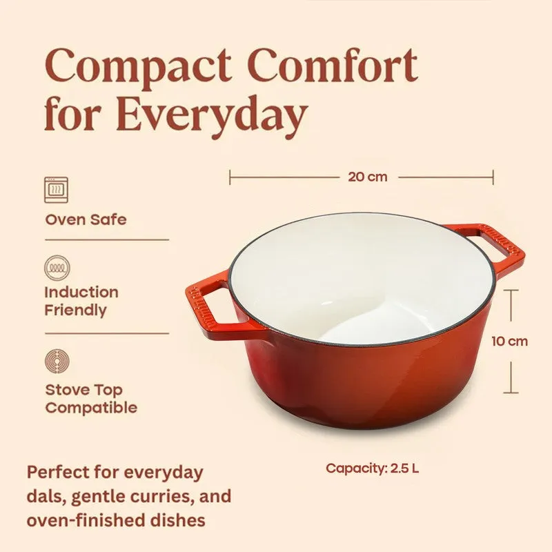 Cumin Co Enamel Cast Iron Cooking Pot (2500 mL) - Rust media 8