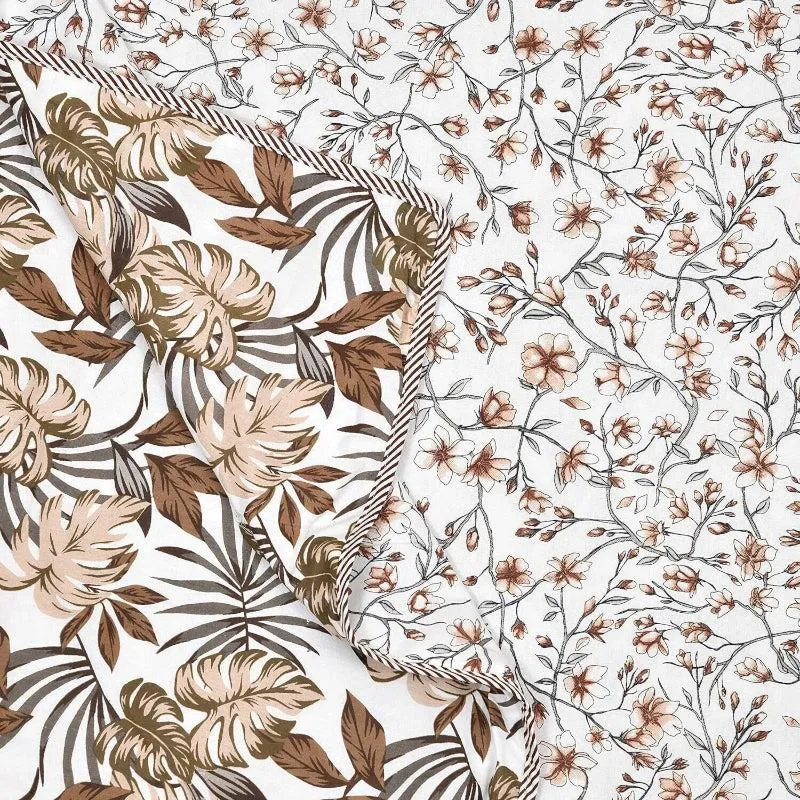 Azhar Floral Reversible Cotton Dohar (Brown) - 180 GSM media 3