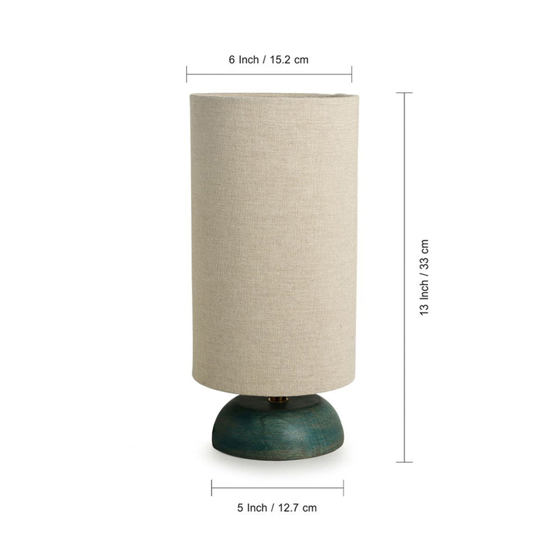 Shubhro Handcrafted Mango Wood Table Lamp - Brown,Green media 7