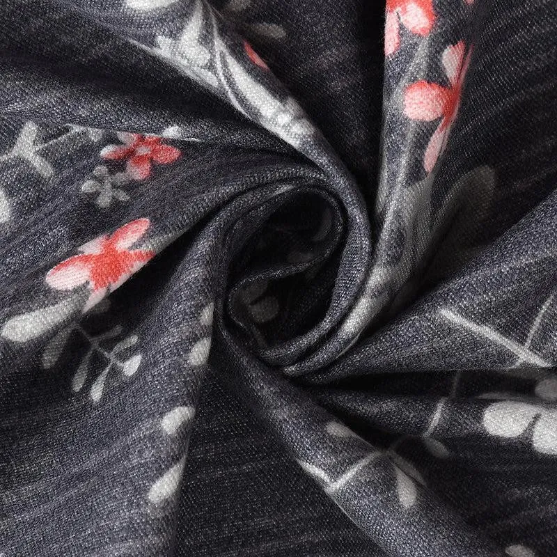 Gilma Floral Microfiber Bedsheet (Dark Grey) - 130 GSM media 4