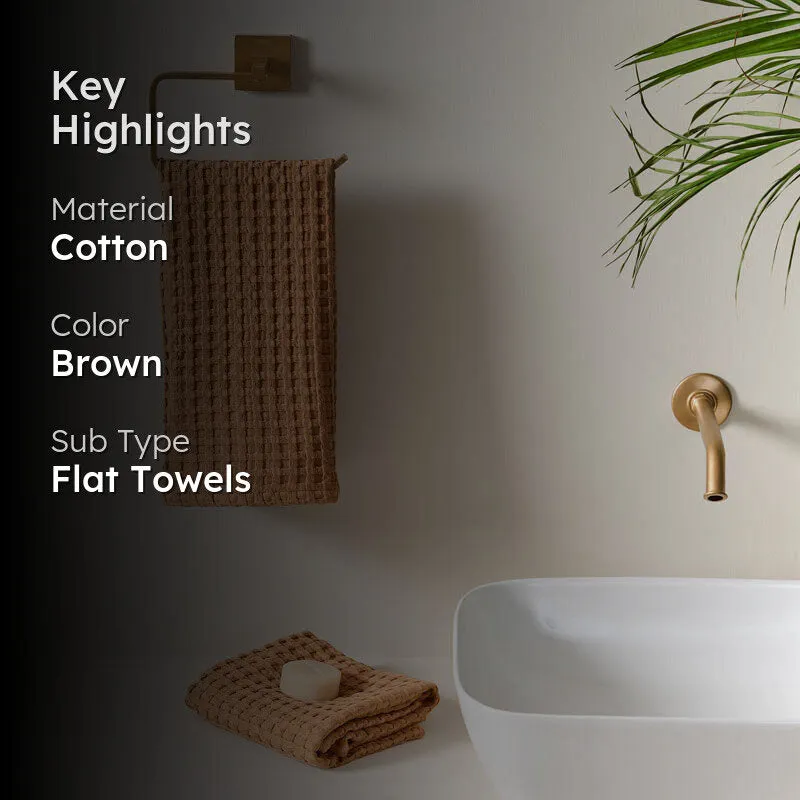 Fluffy Waffle Hand Towel (Brown) - Set Of Two media 2