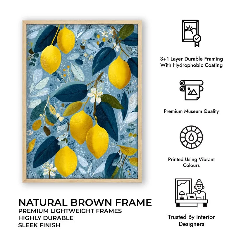 Zestara Lemon Branch Canvas Wall Painting With Brown Frame media 10