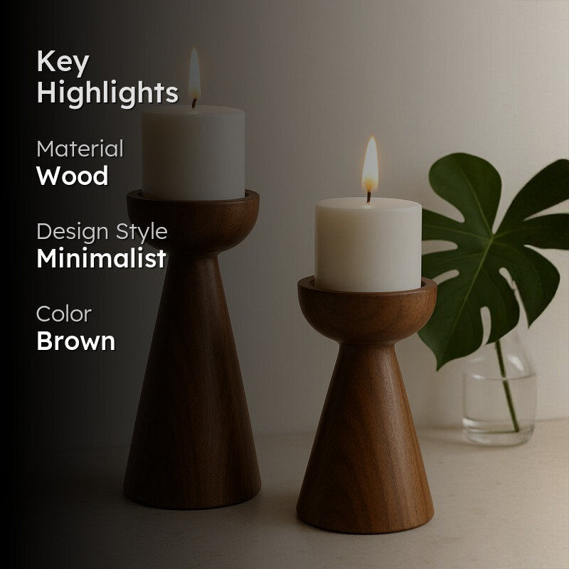 Riga Wooden Candle Stand - Set Of Two media 2