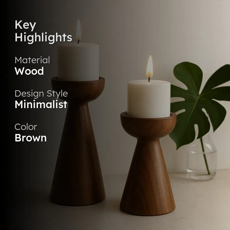 Riga Wooden Candle Stand - Set Of Two media 2