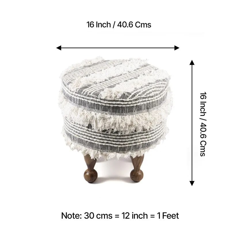 Everix Acacia Wooden Ottomans (Grey) - Set Of Two media 9