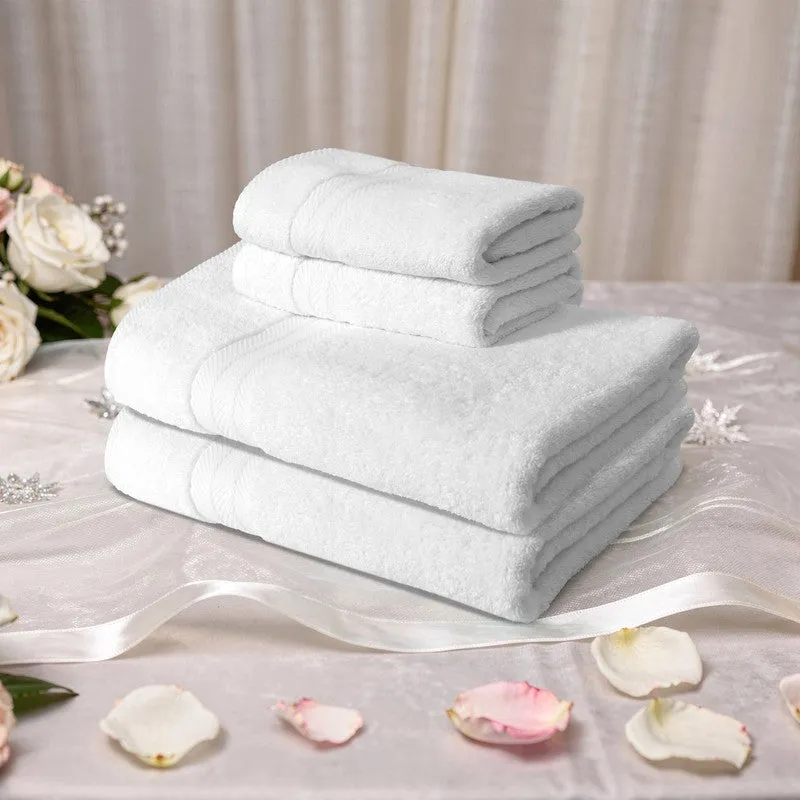 PlushAura Cotton Towel Sets (White) - Set of Four media 3