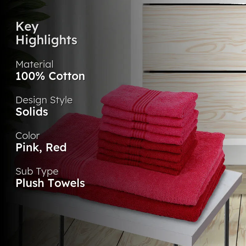 Comfora Bath & Face Towel Set (Pink,Red) - Ten Piece Set media 2